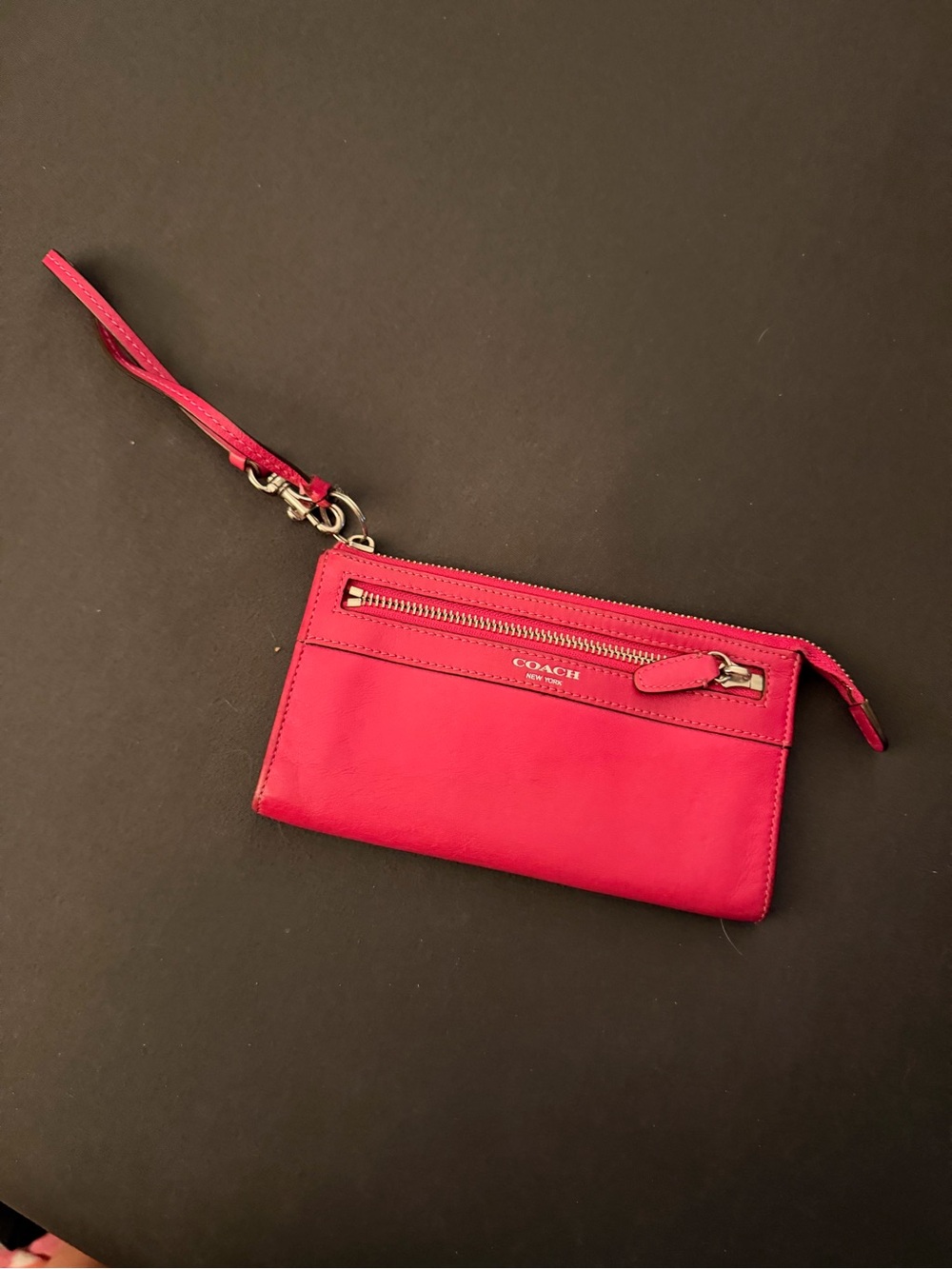 Coach Hot Pink Leather Wristlet Clutch